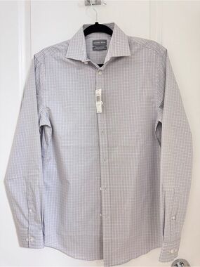 Michael Kors Men’s,Light Blue Dress Shirt, Slim Fit Stretch Size S,Long Sleeve